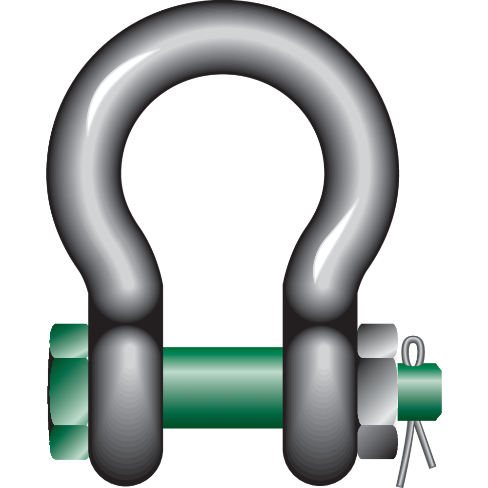Green Pin Bow Shackles, Safety Bolt G-4163 | CERTEX Denmark